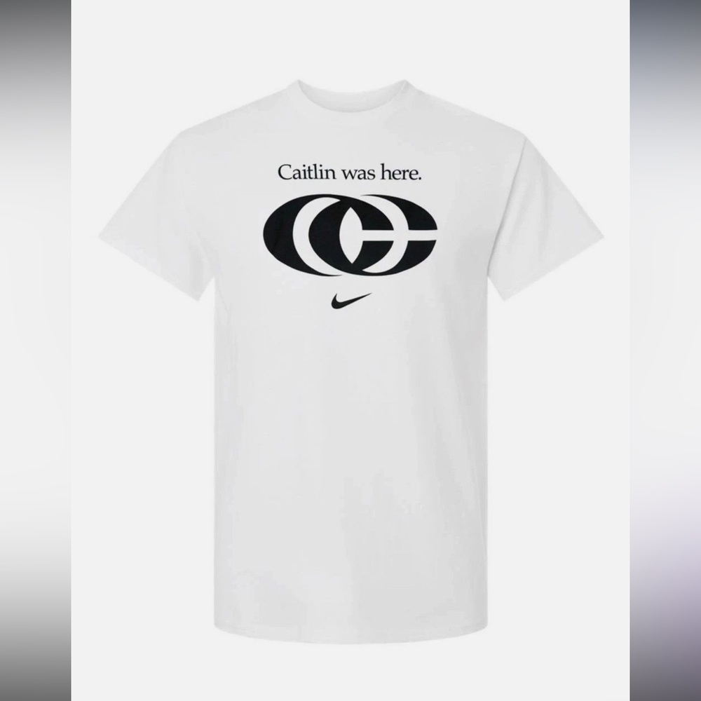 LARGE Nike tee Caitlin was Here Clark Indianapolis fever gainbridge logo Indiana